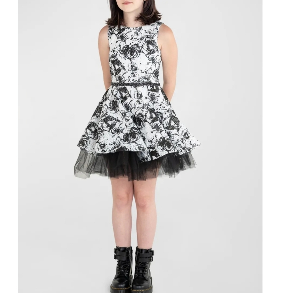Zoe Ltd Leo Lace Ruffle Trim Girls  Dress
